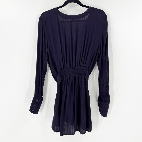 Free People Purple Belted Button Down Tunic M - Picture 3 of 5